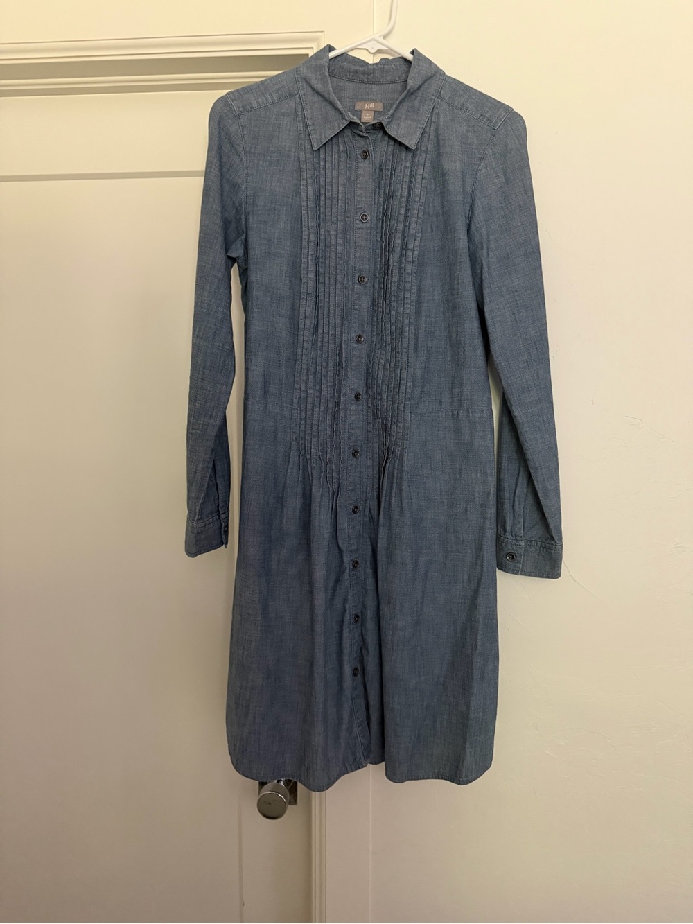 J. Jill Denim Long-Sleeve Pintuck Shirt Dress